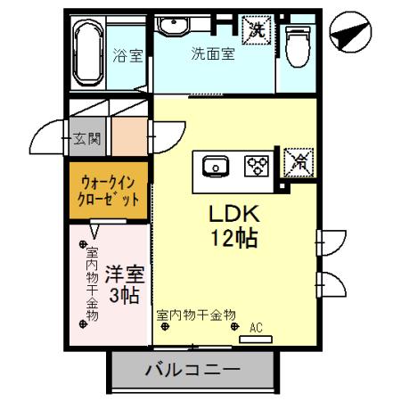 LIEN(1LDK/2階)の間取り写真