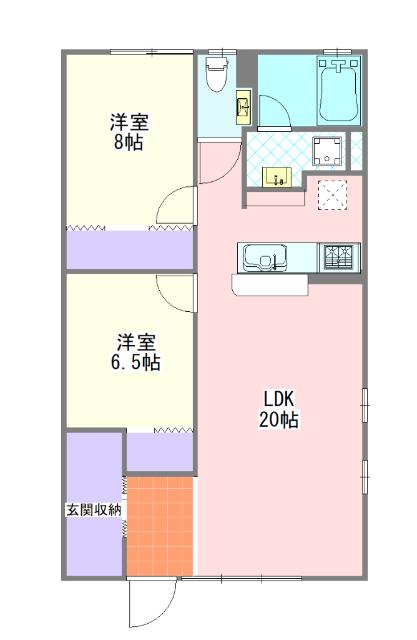 花梨コート(2LDK/1階)の間取り写真