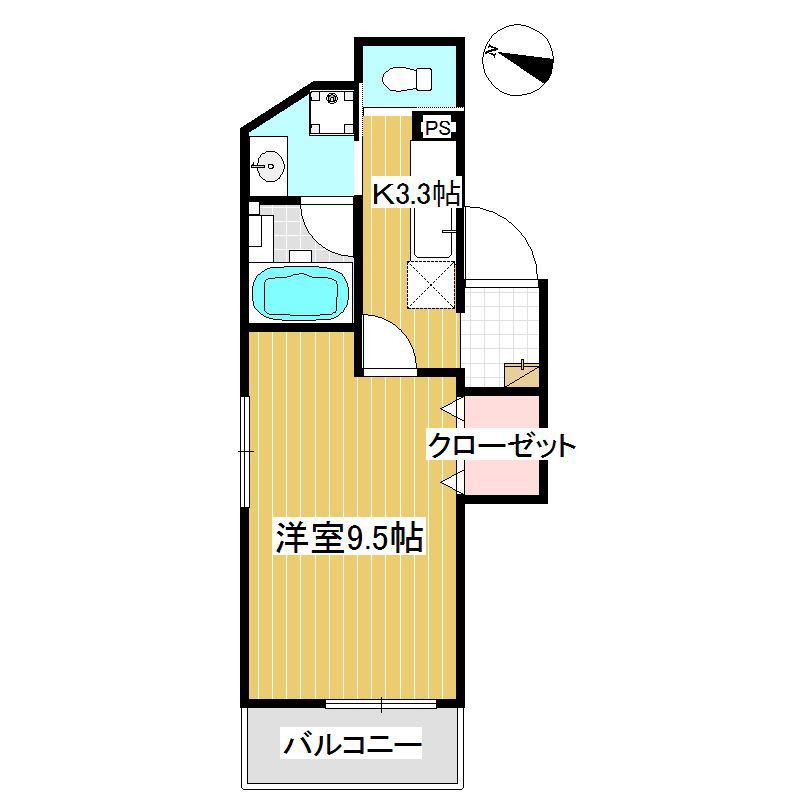 上小ーMSKマンション(1K/5階)の間取り写真