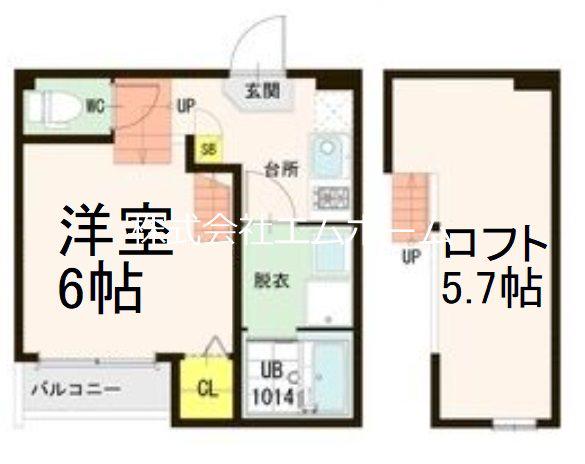ベルフォーレ(1K/1階)の間取り写真