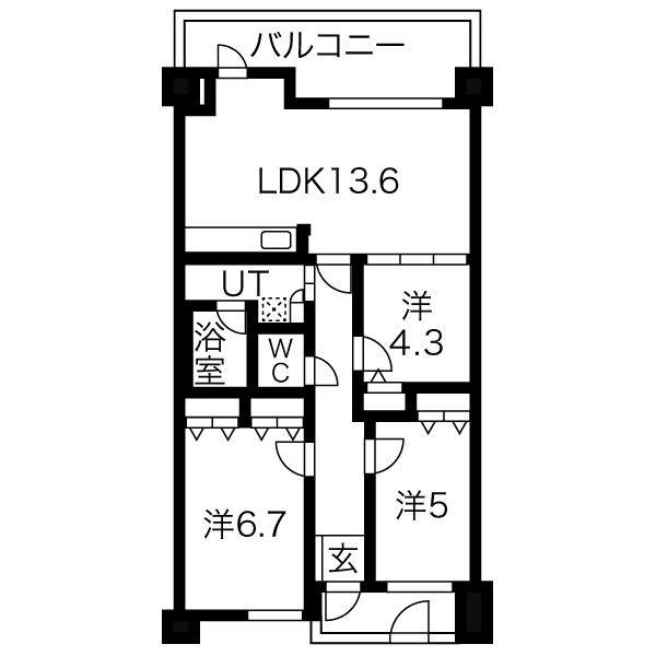 サンヒルズ福沢町(3LDK/7階)の間取り写真
