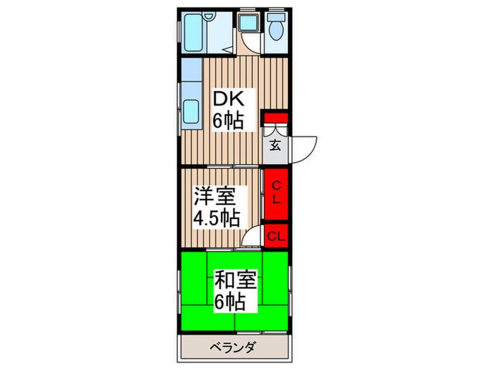 広美ハイツ(2DK/1階)の間取り写真
