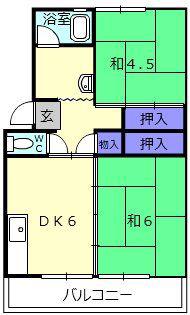 上浜団地(2DK/7階)の間取り写真