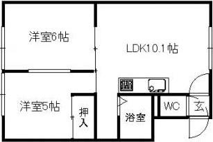 プレステージ南26条(2LDK/3階)の間取り写真