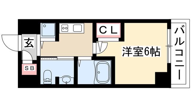 プレサンス鶴舞グリーンパーク(ワンルーム/6階)の間取り写真