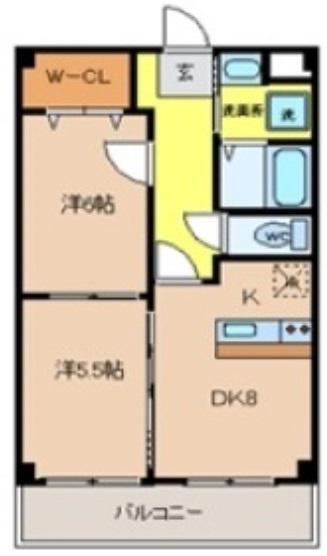 アニヴェルセル(2DK/2階)の間取り写真