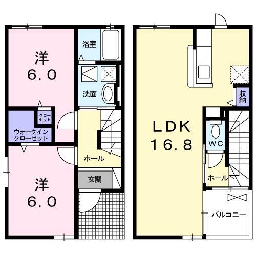 ポートレーゼ津田(2LDK/1階)の間取り写真