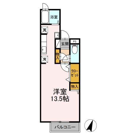 セジュールVIPIN II(ワンルーム/1階)の間取り写真