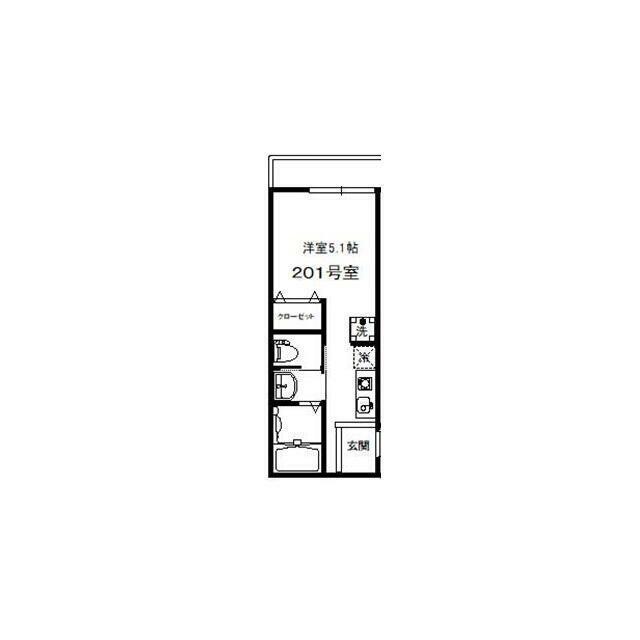 Yハウス(ワンルーム/2階)の間取り写真