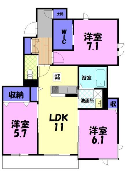 プレジオリゾート III(3LDK/1階)の間取り写真