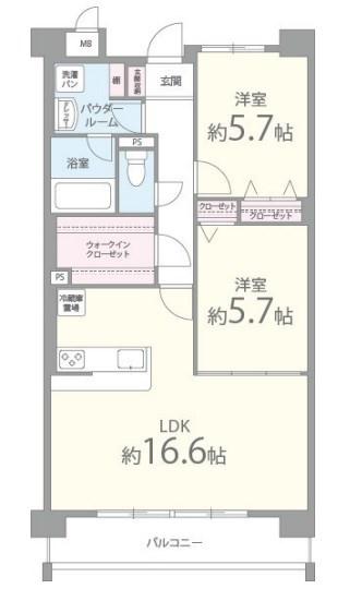 ブラン ジュール(2LDK/3階)の間取り写真