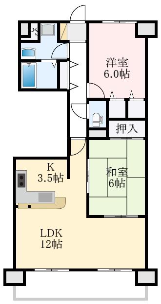 エバーランドシティ新泉北8番館(2LDK/10階)の間取り写真
