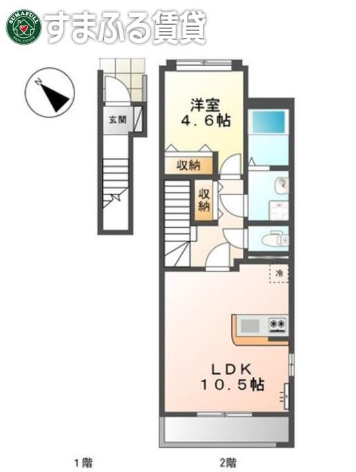 フェリーチェ児山(1LDK/2階)の間取り写真