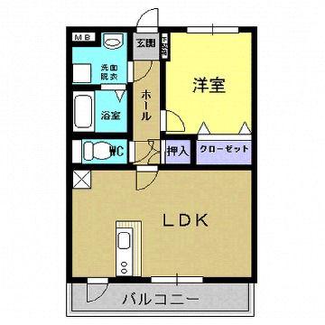 アクロス(1LDK/2階)の間取り写真