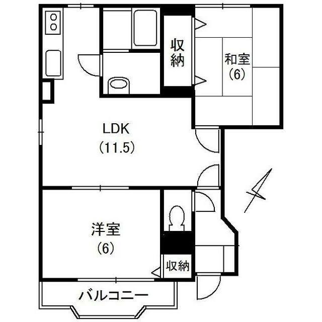 フレイジェI(2LDK/1階)の間取り写真