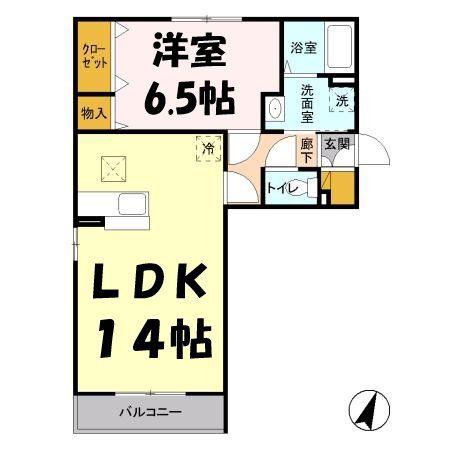 エクセルヒルズA(1LDK/1階)の間取り写真