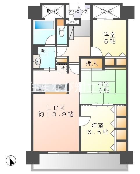 ガーデンヒルズ三河安城(3LDK/14階)の間取り写真