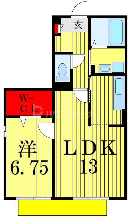オークヒル(1LDK/1階)の間取り写真