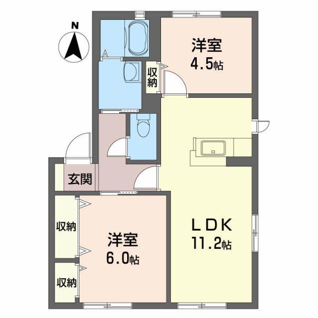 ハミングタウンVI(2LDK/1階)の間取り写真