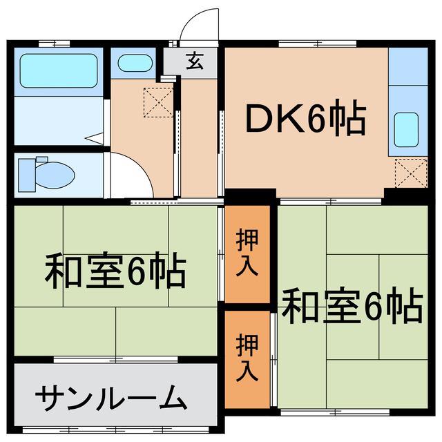 寿ロイヤルハイツ(2DK/2階)の間取り写真