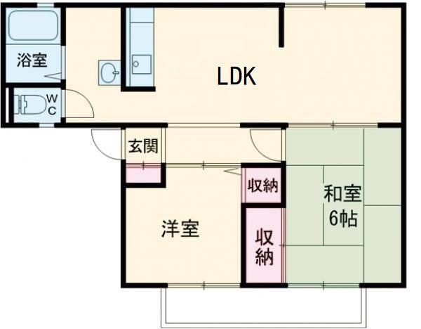 サンビレッジOKUNO D(2LDK/2階)の間取り写真