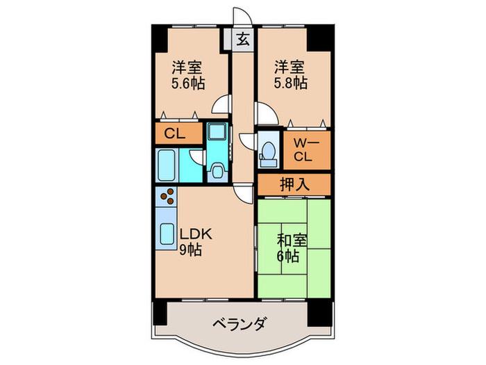 オロマーレ折尾南2(3LDK/3階)の間取り写真