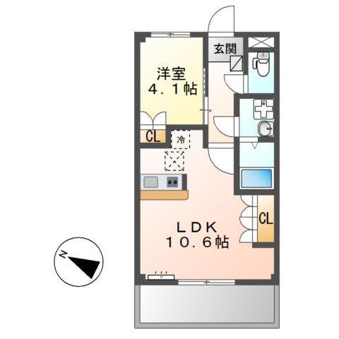 チェリーハイム(1LDK/1階)の間取り写真
