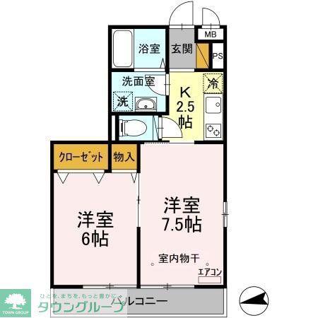 SUN HEIGHTS(2K/3階)の間取り写真