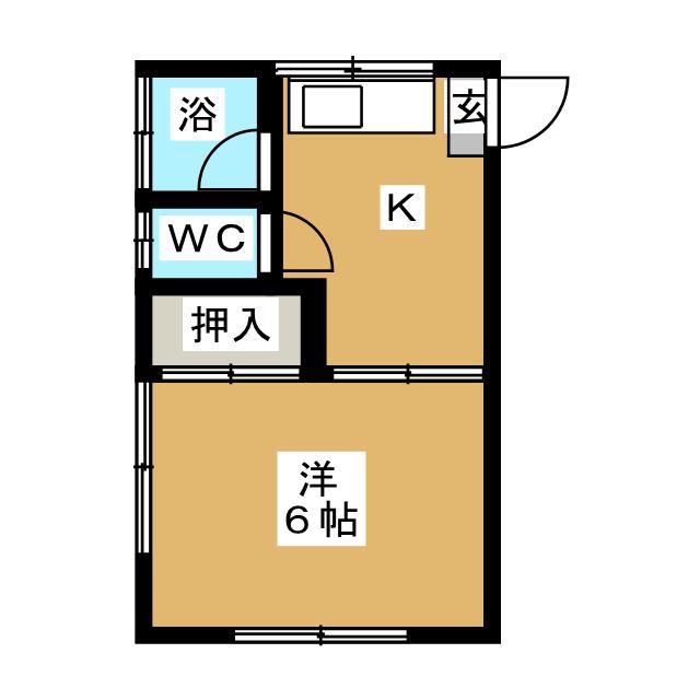 中町第7コーポ(1DK/1階)の間取り写真