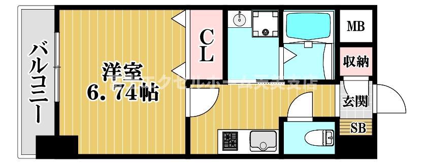 ふぁみーゆ天美南(1K/7階)の間取り写真