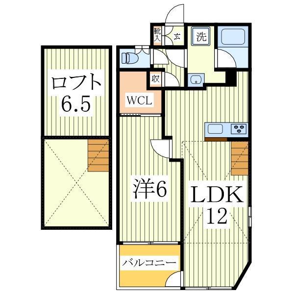 オアシスA棟(1LDK/4階)の間取り写真