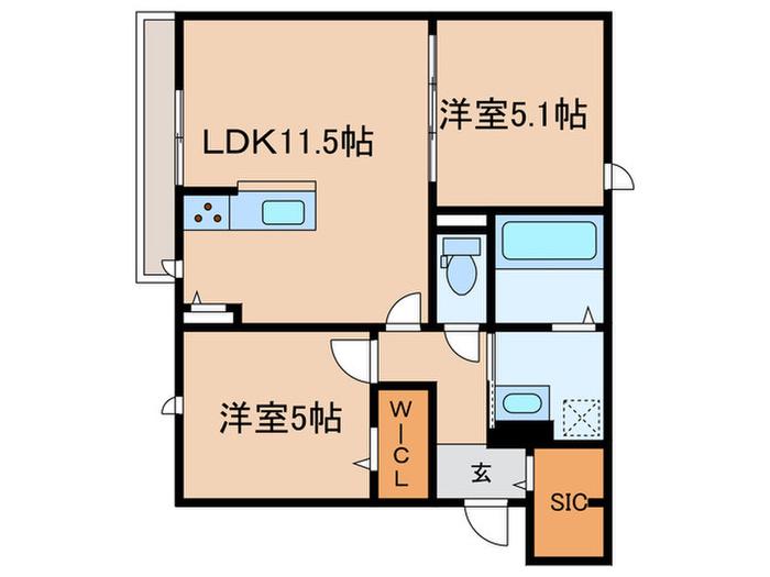 ユアメゾン 富松(2LDK/1階)の間取り写真