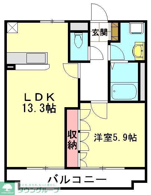 デ・ラ・ソル薬師堂根(1LDK/1階)の間取り写真