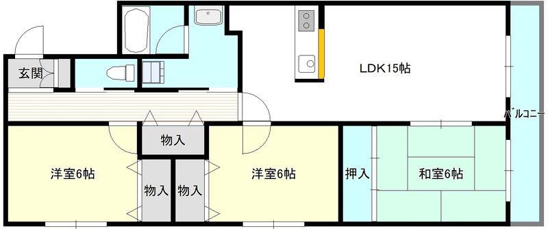 シャン・ド・フルール仰木の里(3LDK/1階)の間取り写真