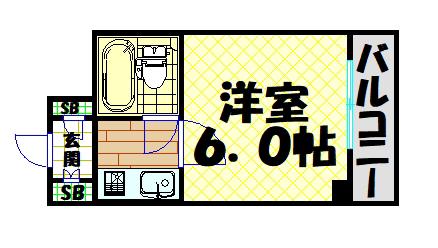 グラシア松屋町(1K/9階)の間取り写真