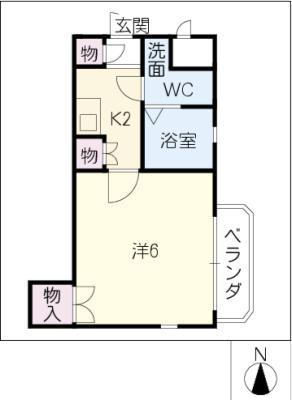 クリスタルA(1K/4階)の間取り写真