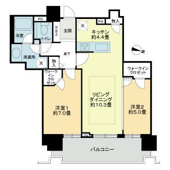 プレミストタワーズ札幌苗穂BRIGHTGATE(2LDK/6階)の間取り写真