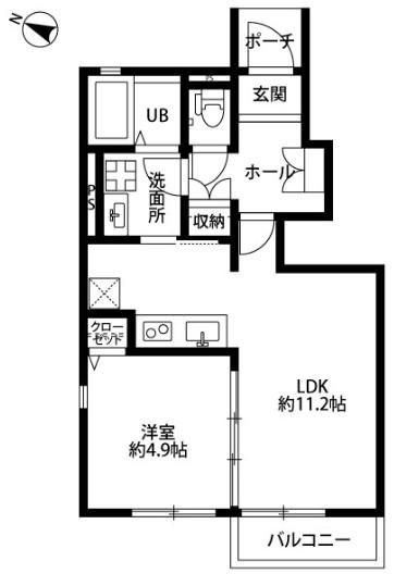 デュラ・カーサ金山(1LDK/1階)の間取り写真