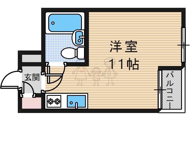 文の里初音マンション(ワンルーム/6階)の間取り写真