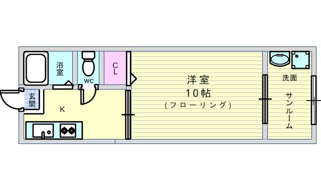 コンフォート3(1K/2階)の間取り写真