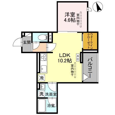 TORISIAS三峯(1LDK/2階)の間取り写真