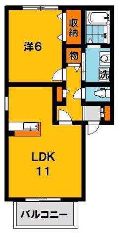 エスポワールI(1LDK/2階)の間取り写真
