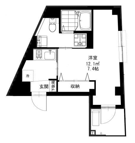 BCASA OTAKEBASHI AVE(1K/1階)の間取り写真