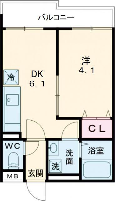 プレミアムスイート狭山駅前(1DK/3階)の間取り写真