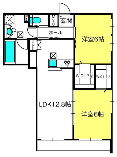 ガーデンロッジ(2LDK/1階)の間取り写真
