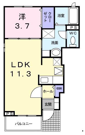 ファインモート(1LDK/1階)の間取り写真