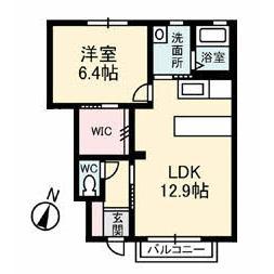 ベクエームMI(1LDK/1階)の間取り写真
