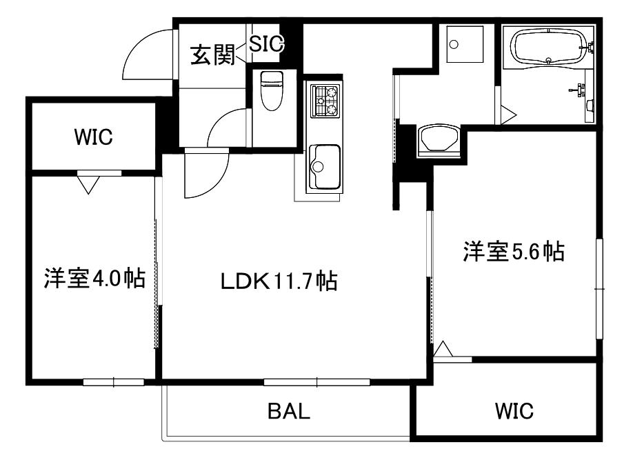 ブランシャール菊水5-3(2LDK/2階)の間取り写真