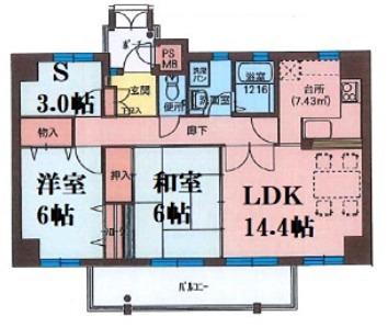 フィールトレイン(3LDK/7階)の間取り写真