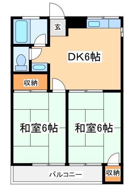 ピア調布(2DK/2階)の間取り写真